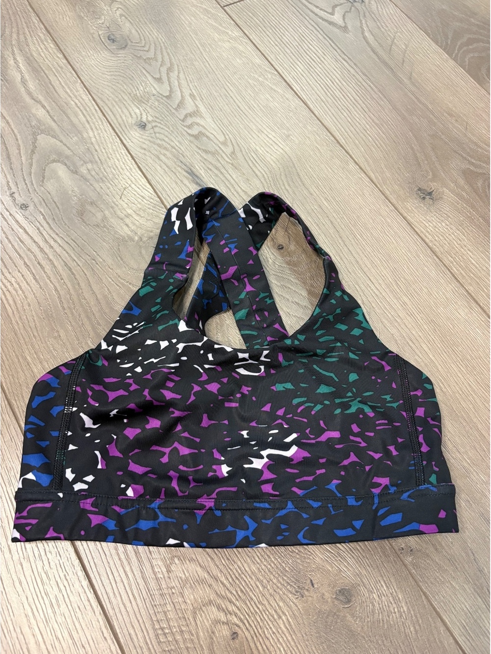 Lululemon black multicolor print racerback sports bra size 6